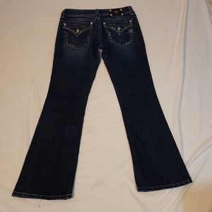 MISS ME Boot Cut Jeans Flap Pockets Rhinestones